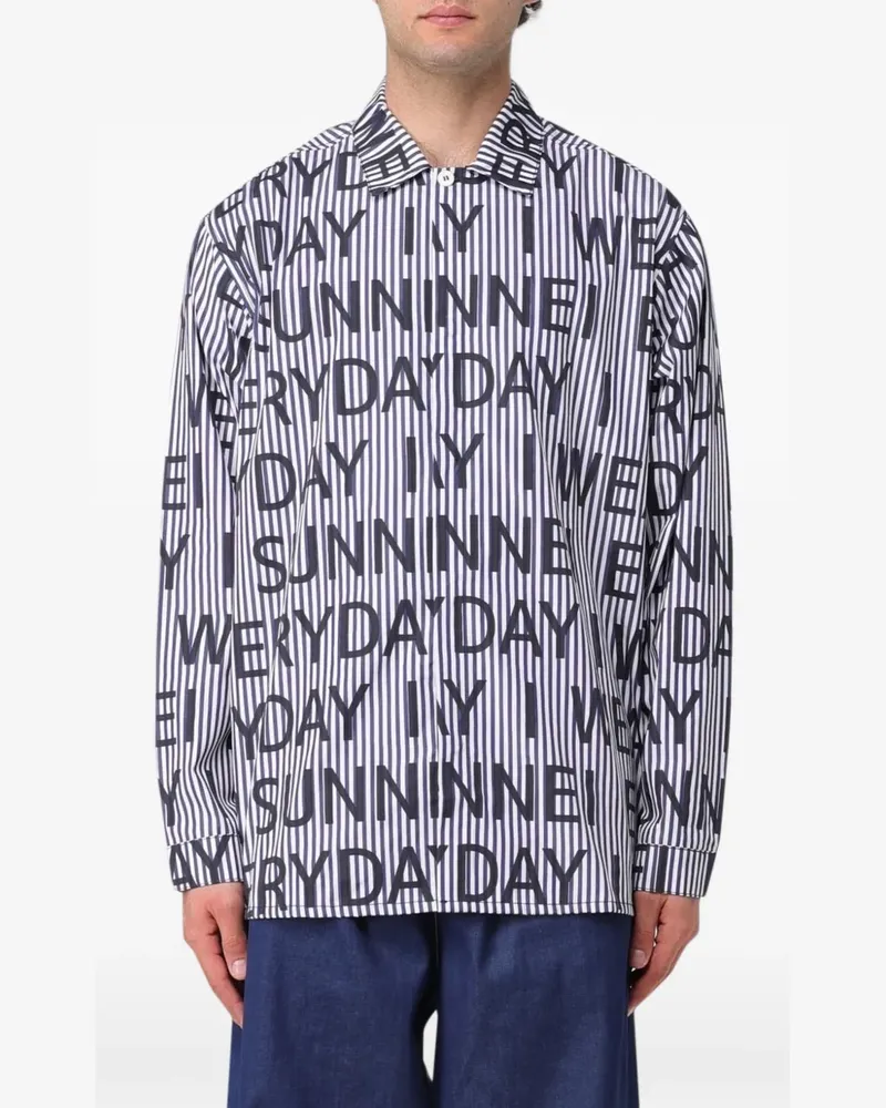 SUNNEI Gestreiftes Hemd mit Logo-Print - Weiß Weiß