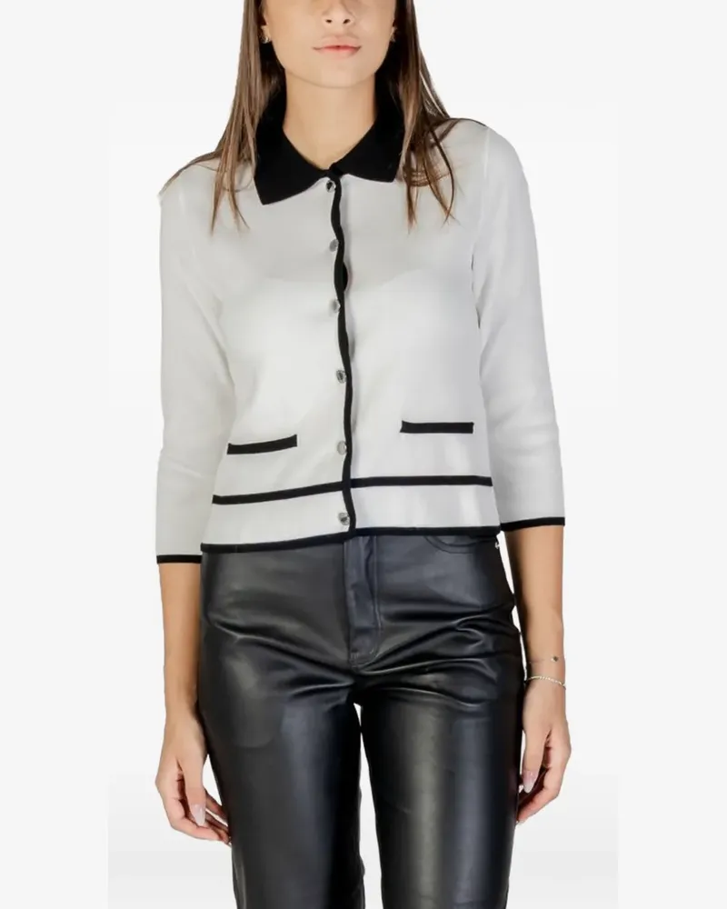 Morgan contrast-trim button-up cardigan - Weiß Weiß