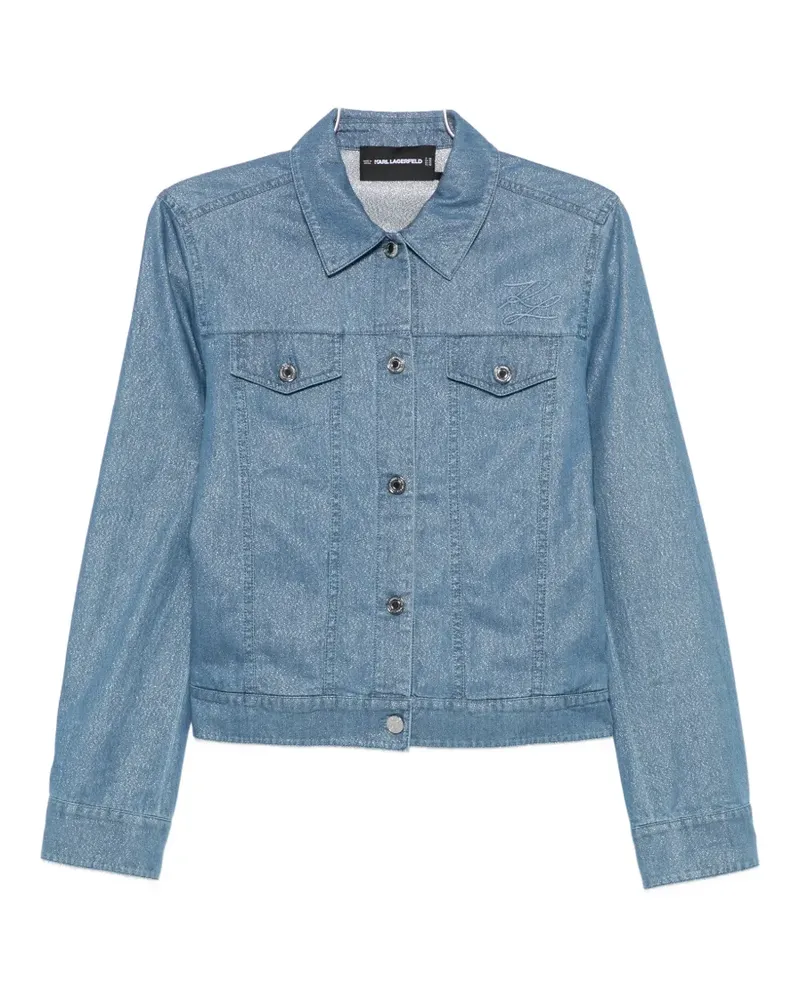 Karl Lagerfeld logo-embroidered lightweight denim jacket - Blau Blau