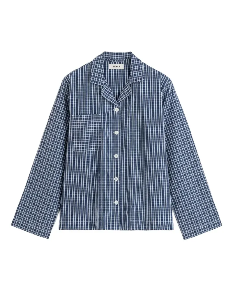 TEKLA Pyjama mit Karo-Print - Blau Blau