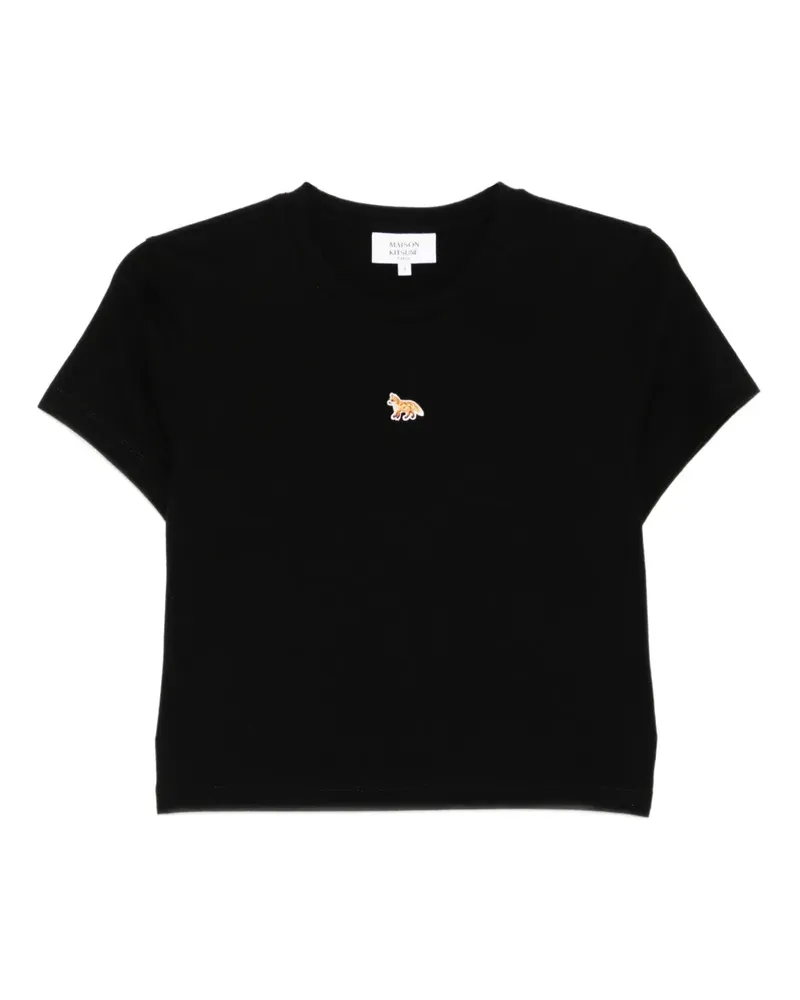 Kitsuné T-Shirt mit Logo-Stickerei - Schwarz Schwarz