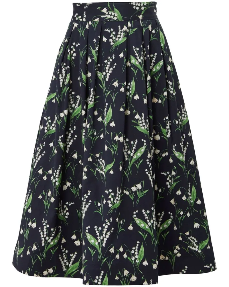 Carolina Herrera New York Midirock mit Blumen-Print - Blau Blau