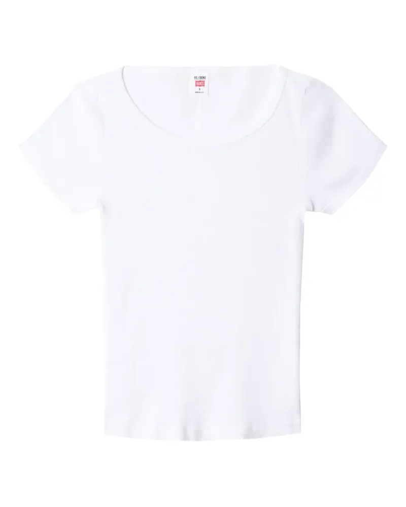 RE/DONE Geripptes T-Shirt mit rundem Ausschnitt - Weiß Weiß