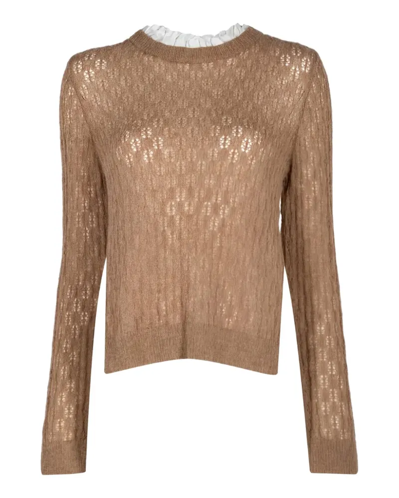 Sea pointelle-knit panelled sweater - Nude Nude