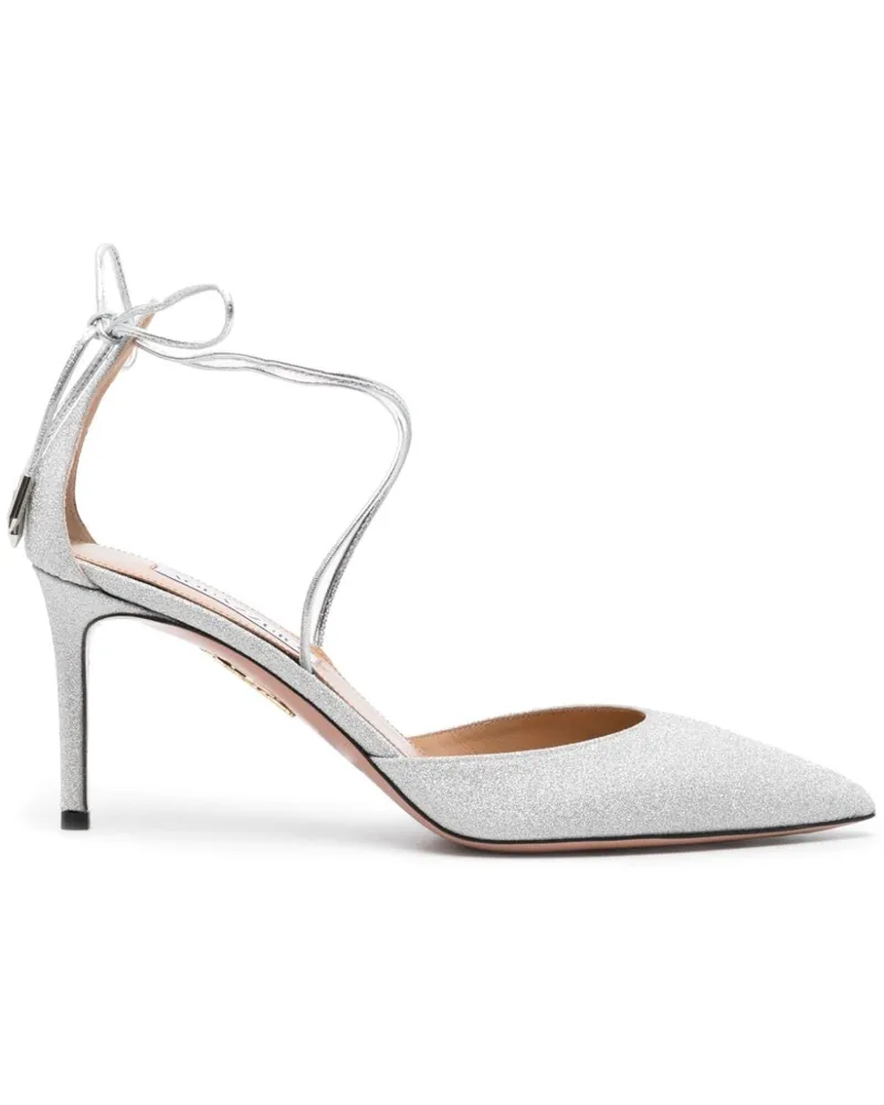 Aquazzura Cherry Pumps mit Glitter 75mm - Silber Silber