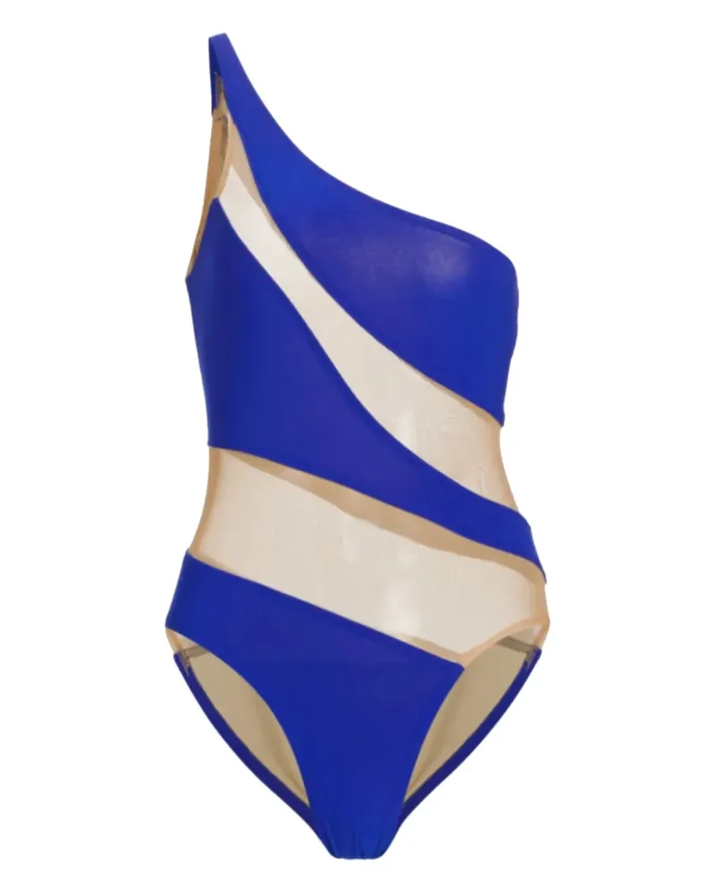 Norma Kamali Snake Mesh Mio One-Shoulder-Badeanzug - Blau Blau