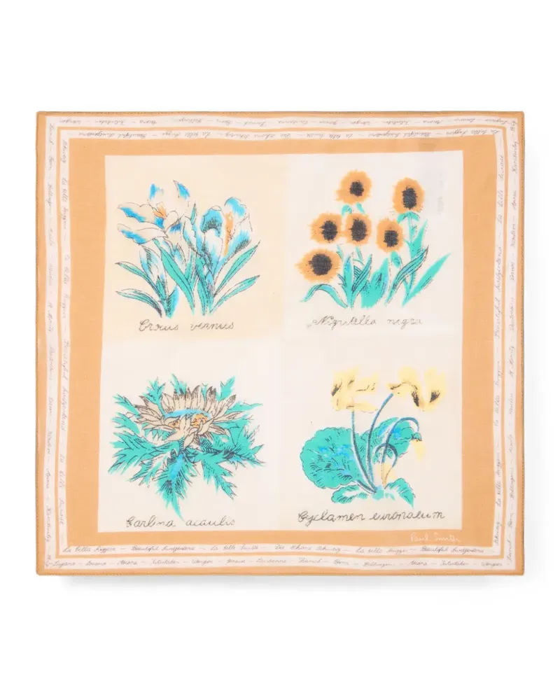 Paul Smith Ecru Einstecktuch mit Blumenprint - Nude Nude