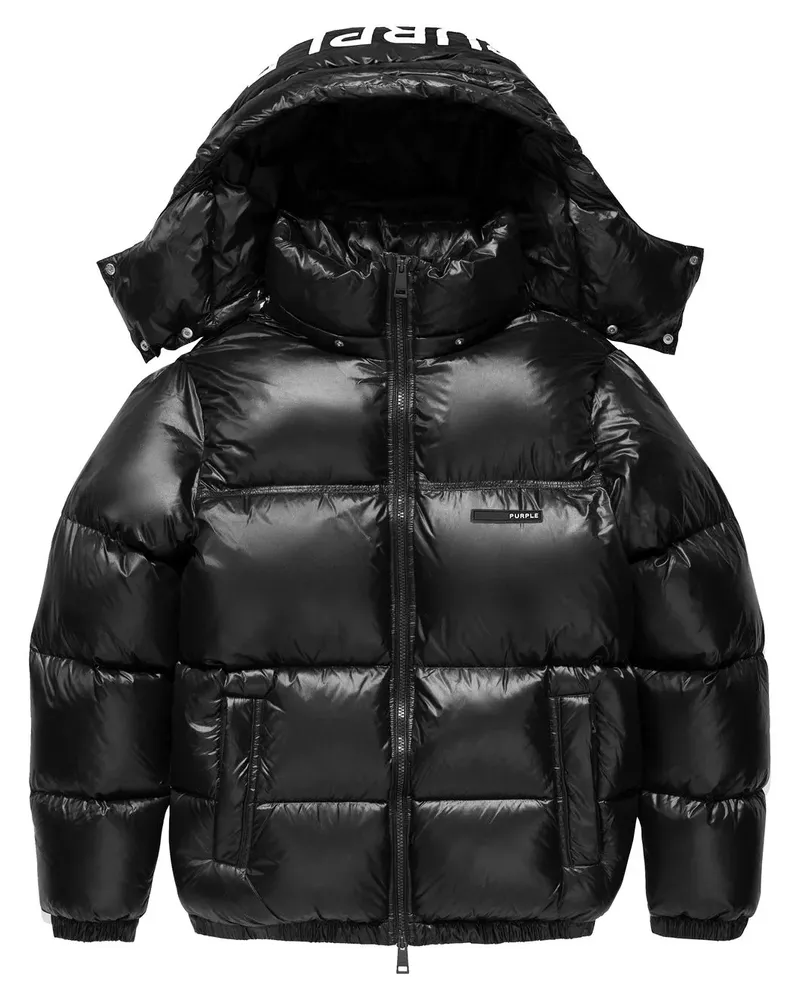 PURPLE BRAND Gefütterte Jacke mit Logo-Print - Schwarz Schwarz