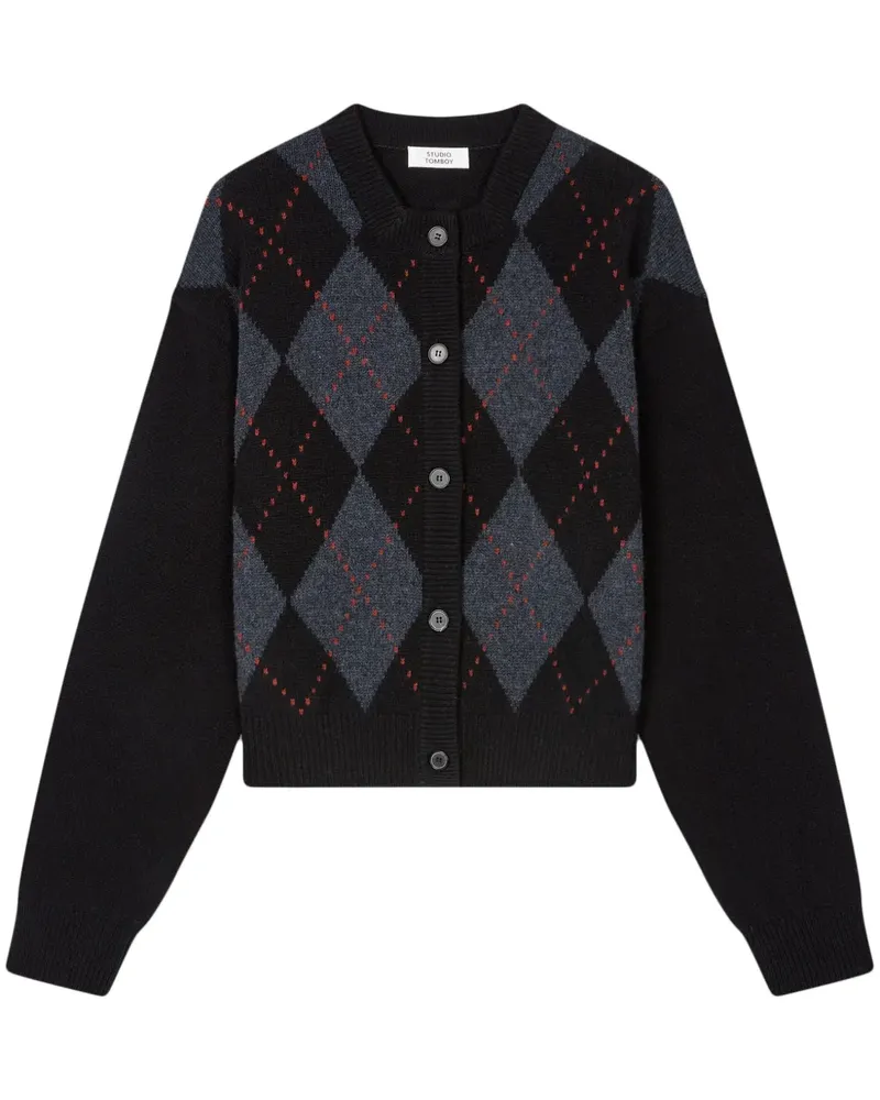 STUDIO TOMBOY Cardigan mit Argyle-Muster - Schwarz Schwarz