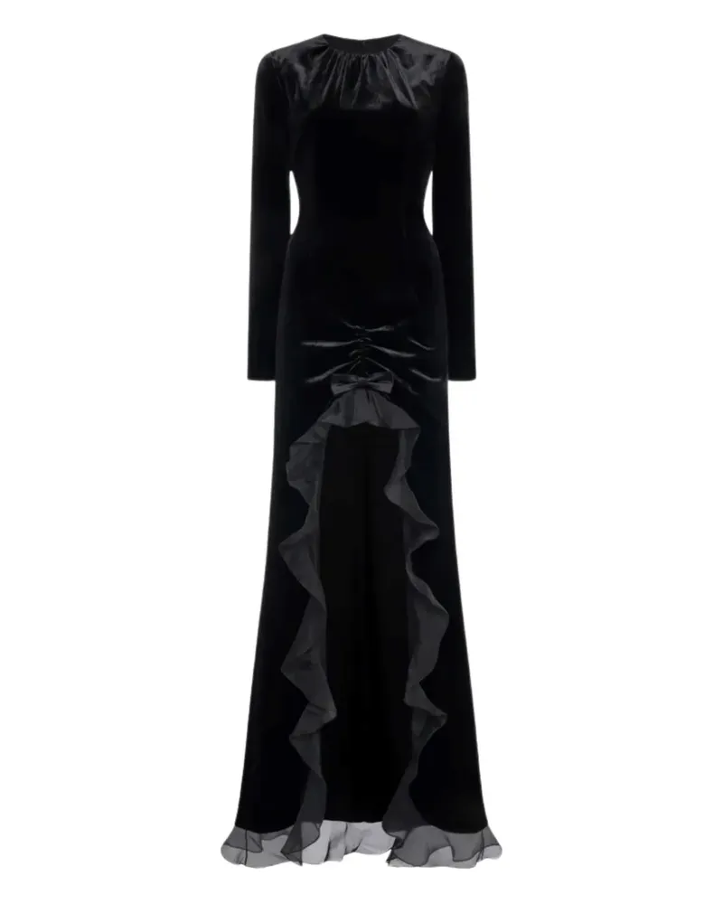 Alessandra Rich ruffled velvet dress - Schwarz Schwarz