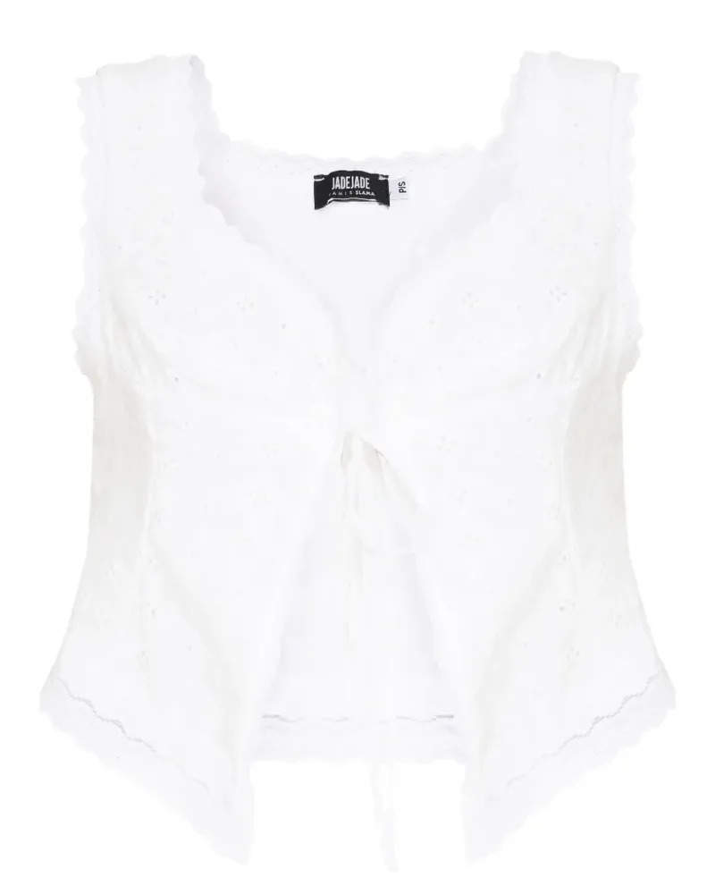 Amir Slama x Jade Picon lace tie-detail top - Weiß Weiß