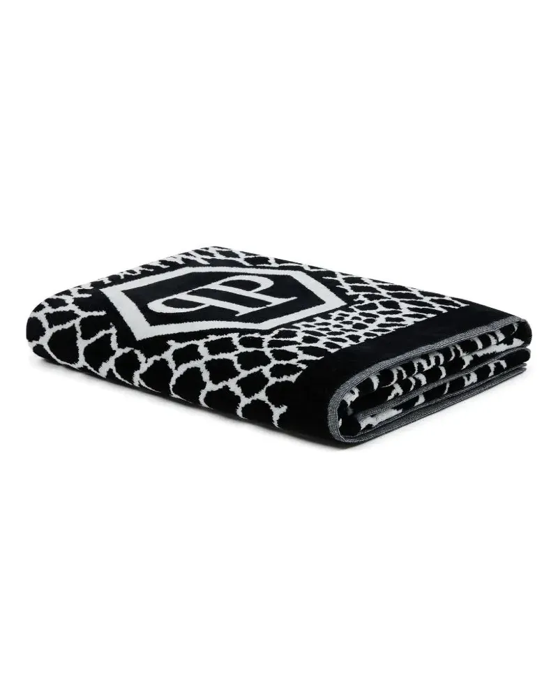 Philipp Plein Strandtuch mit Logo-Print - Schwarz Schwarz