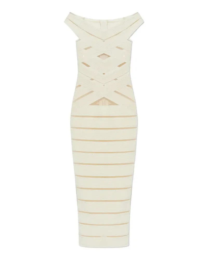 Balmain glitter-embellished mini dress - Nude Nude