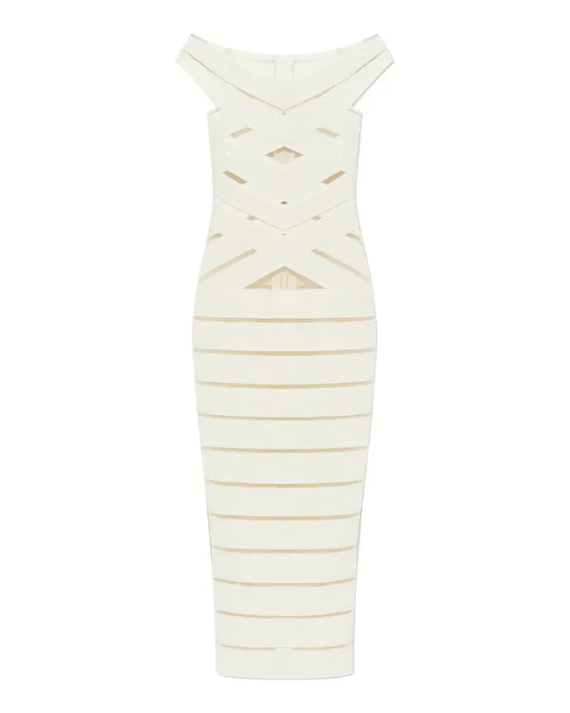 Balmain glitter-embellished mini dress - Nude Nude