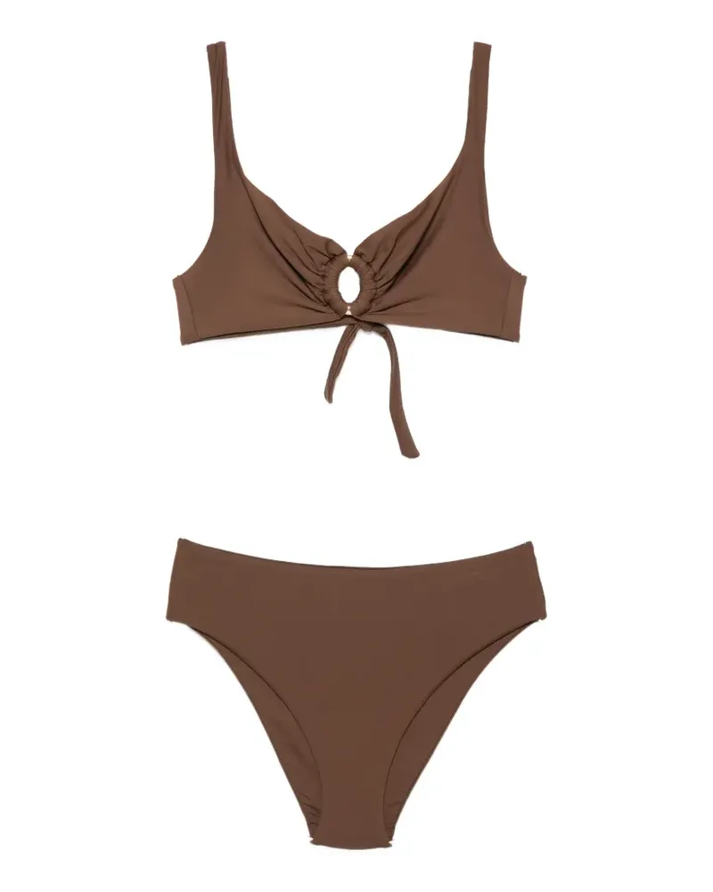 FISICO-Cristina Ferrari ring-detail tie-fastening bikini - Braun Braun