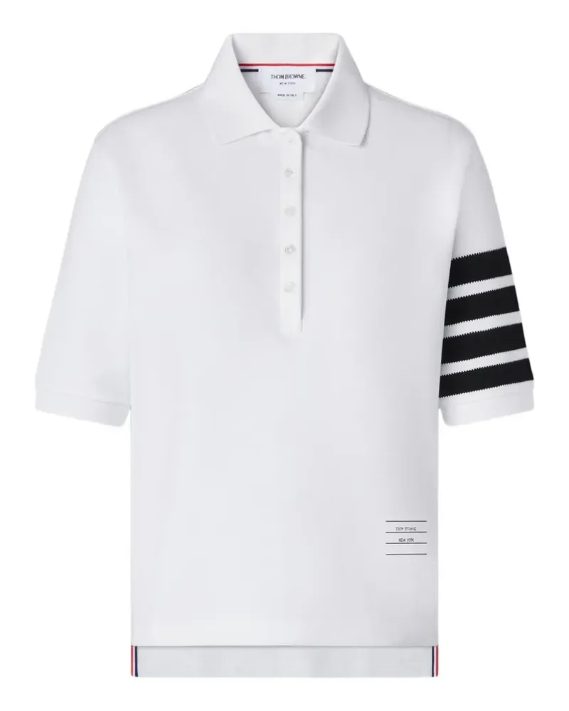 Thom Browne pique 4-bar polo - Weiß Weiß