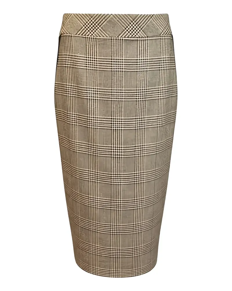 D.EXTERIOR checked midi pencil skirt - Braun Braun