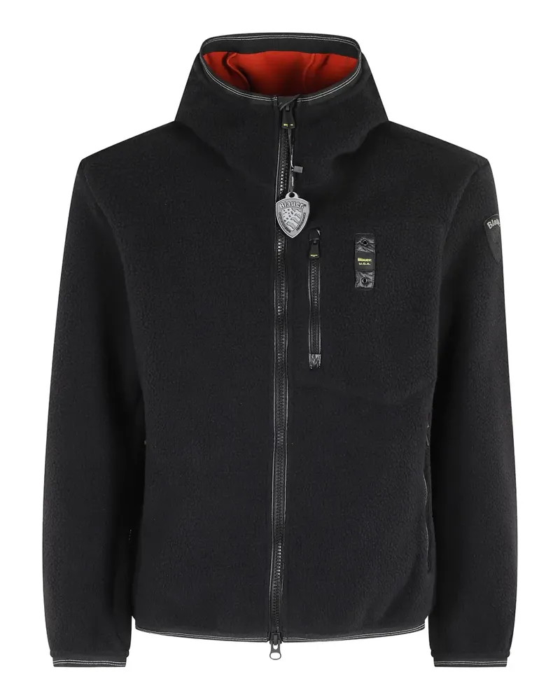 Blauer Kapuzenjacke mit Reißverschluss - Schwarz Schwarz