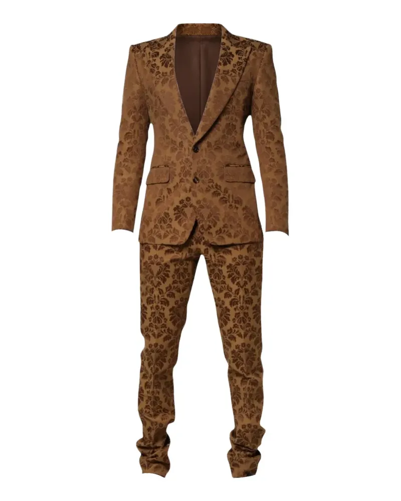 Dolce & Gabbana Sicilia Anzug aus Blumen-Jacquard - Braun Braun