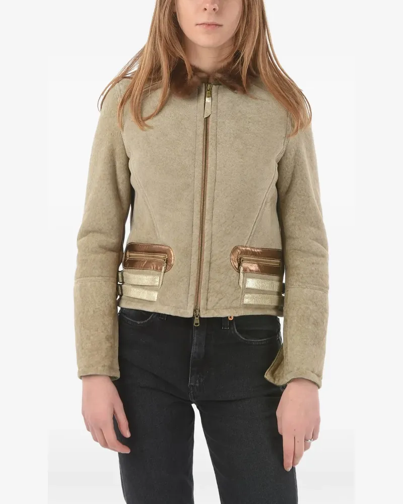 HISTORY REPEATS embroidered shearling jacket - Nude Nude