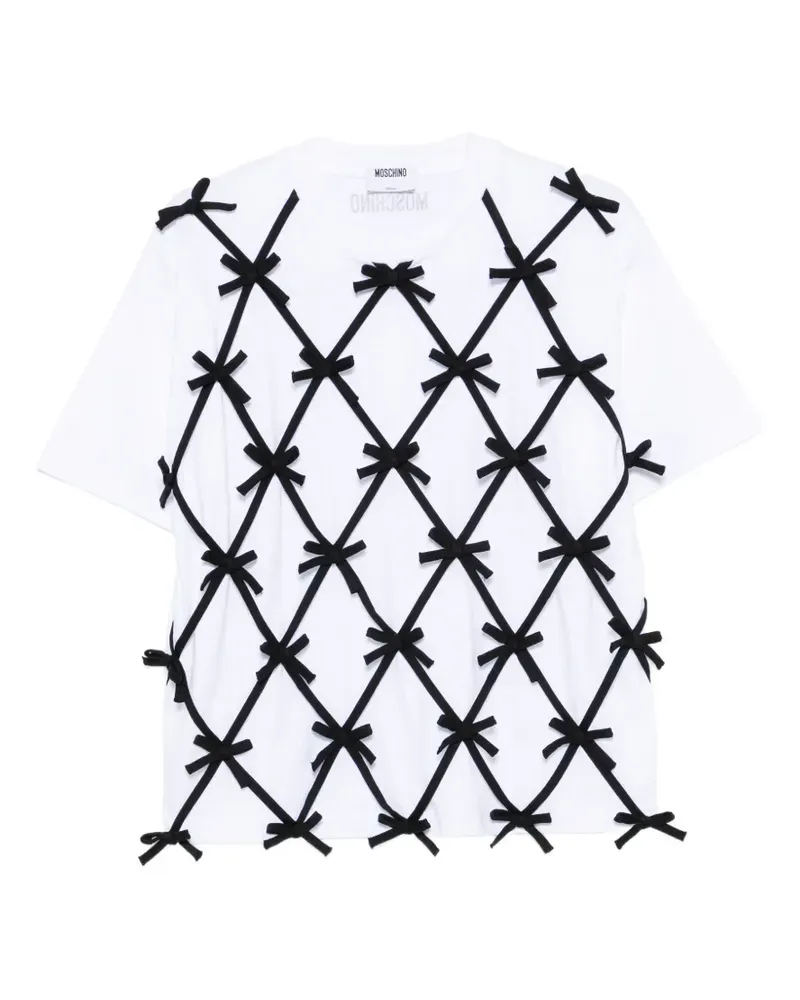 Moschino T-Shirt mit Gitter-Overlay - Weiß Weiß