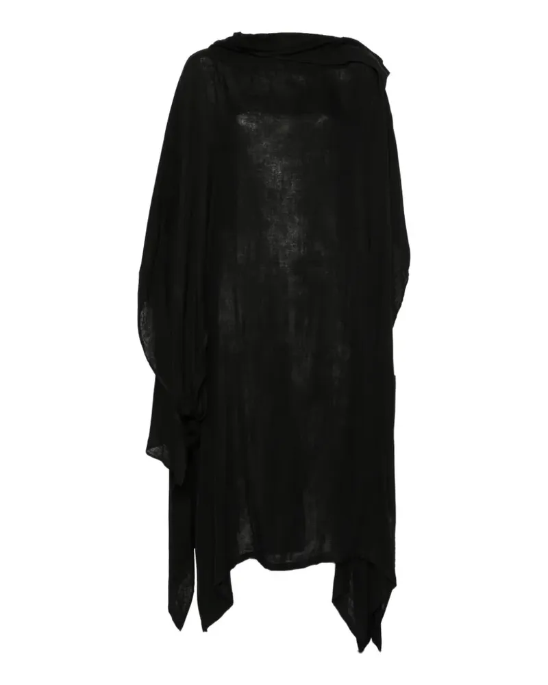 Yohji Yamamoto stand-collar asymmetric dress - Schwarz Schwarz