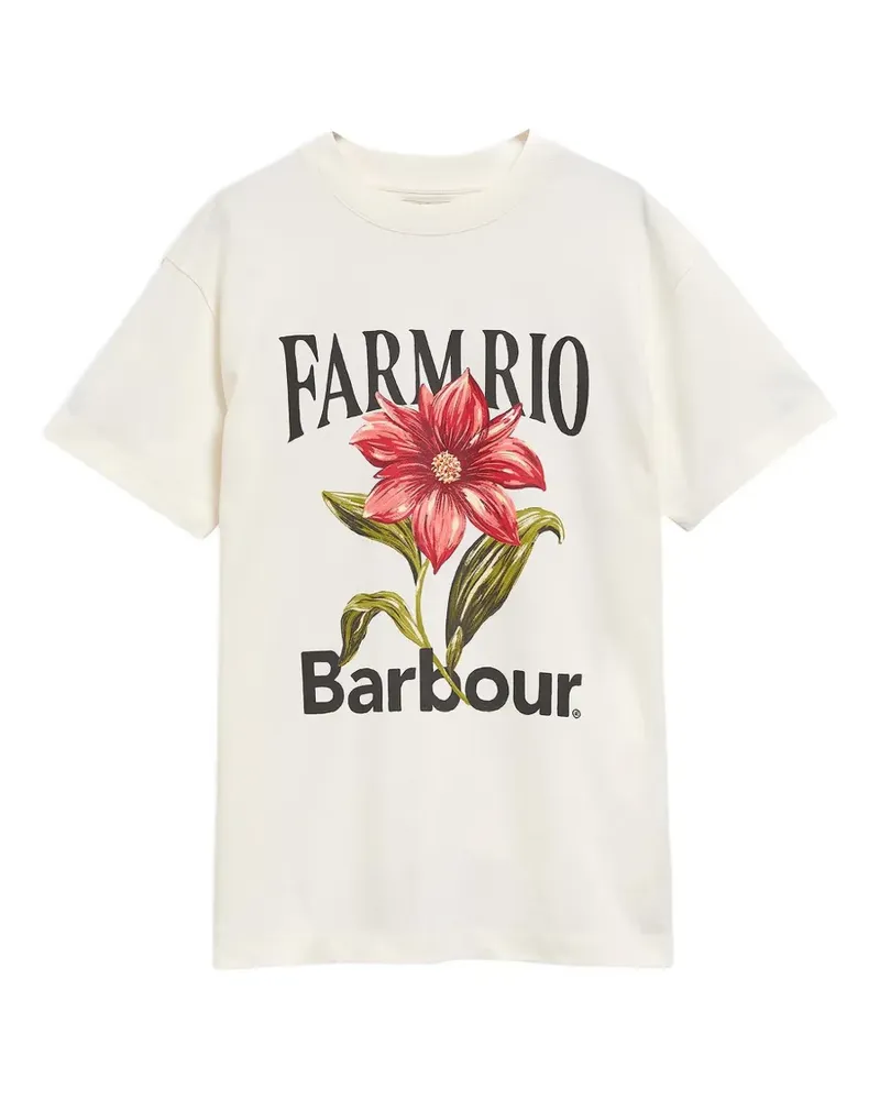 Barbour Farm Rio T-Shirt mit Blumen-Print - Weiß Weiß