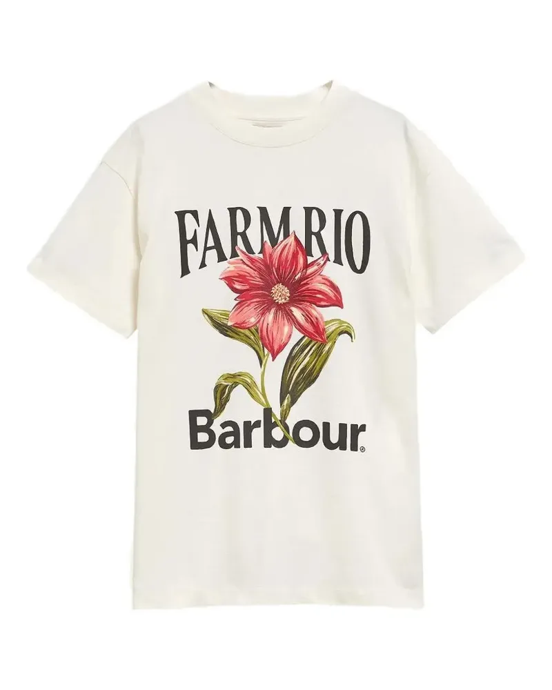 Barbour Farm Rio T-Shirt mit Blumen-Print - Weiß Weiß