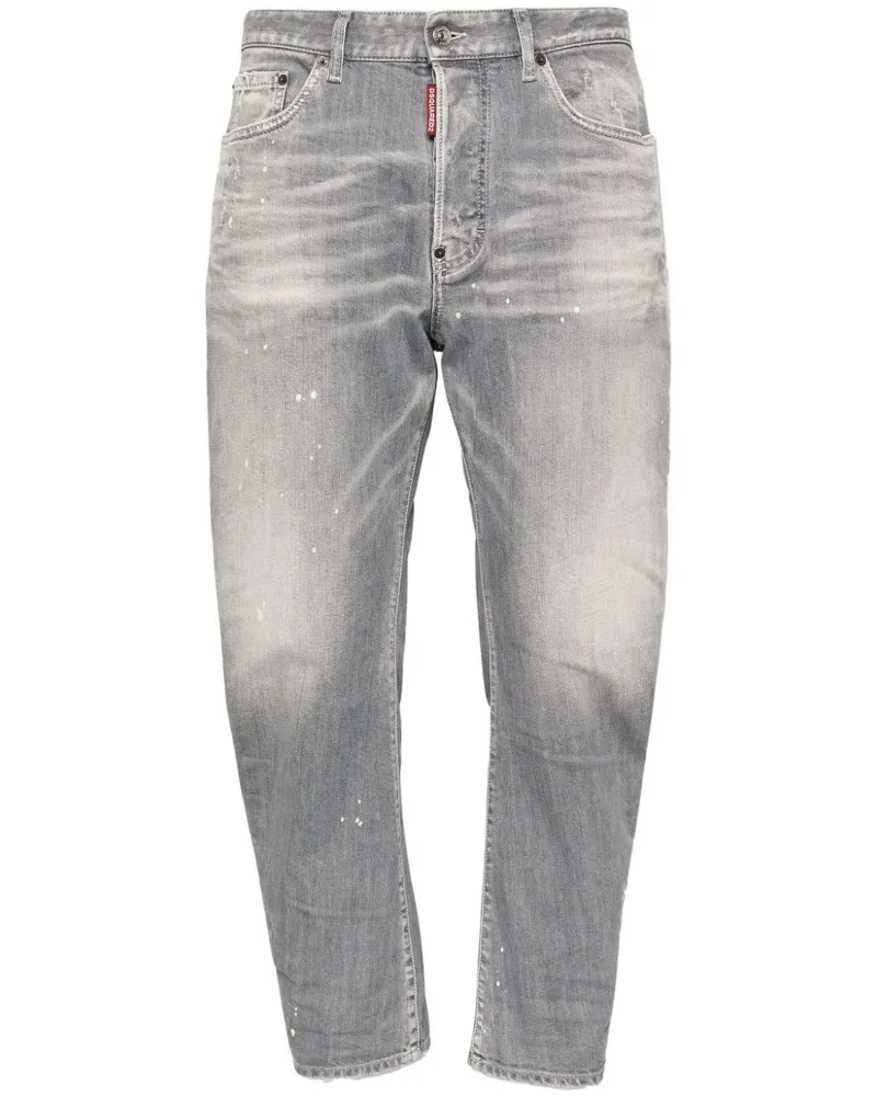Dsquared2 Halbhohe Straight-Leg-Jeans - Grau Grau