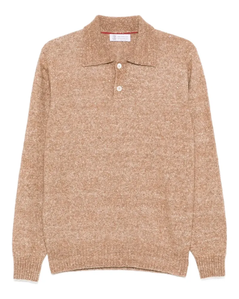 Brunello Cucinelli mélange-effect polo sweater - Nude Nude