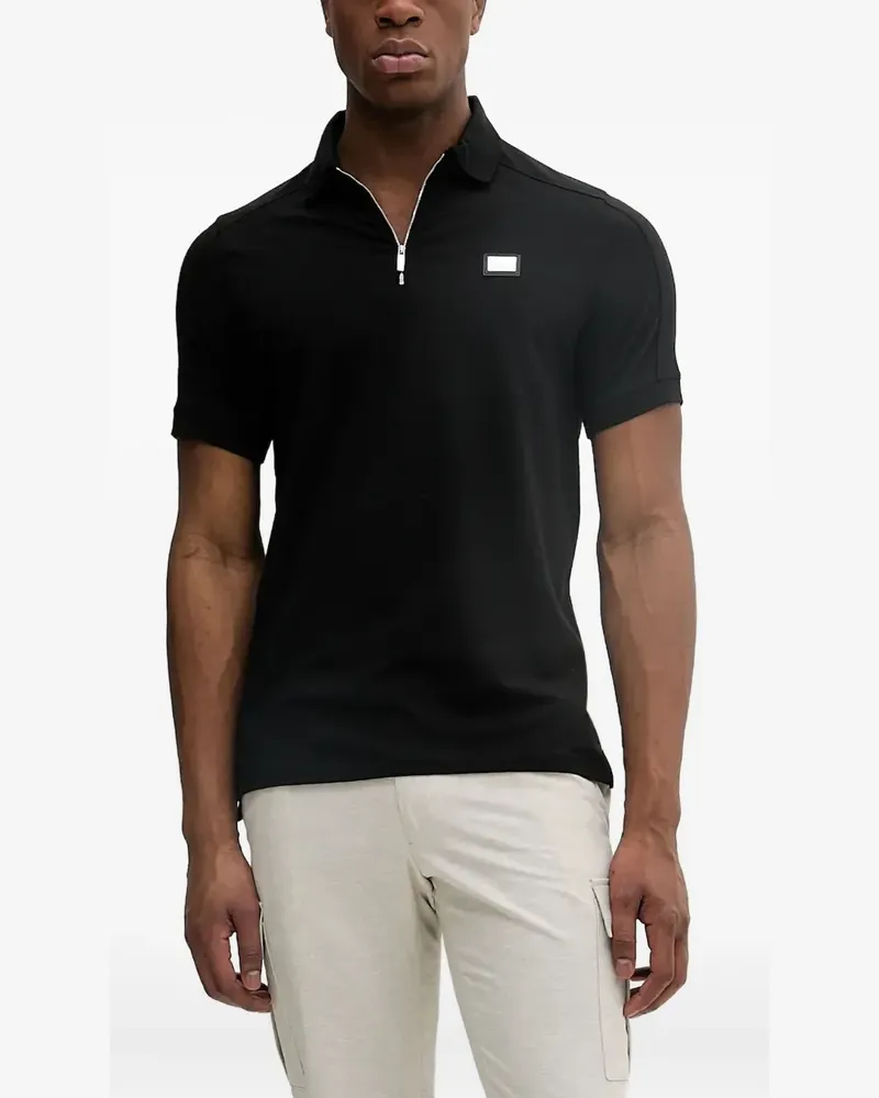 Karl Lagerfeld Poloshirt mit Logo-Schild - Schwarz Schwarz