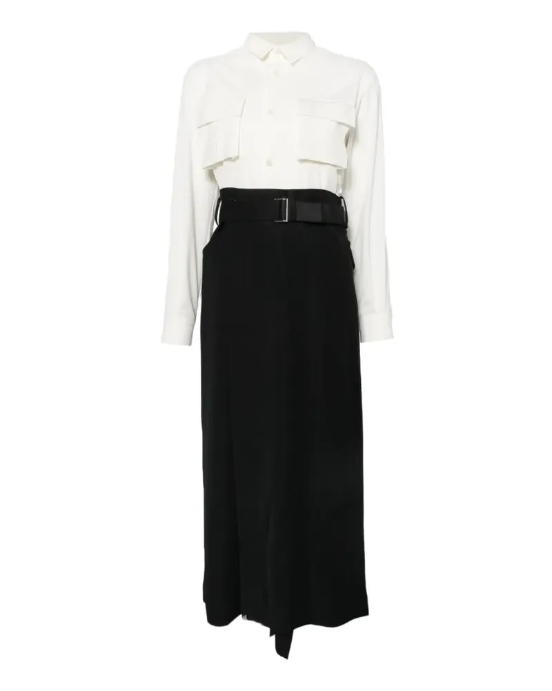 Sacai Midikleid im Layering-Look - Weiß Weiß