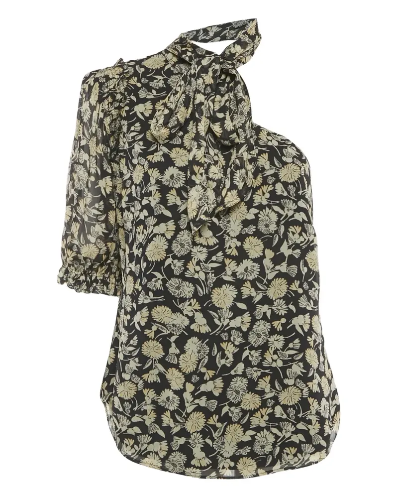 Ralph Lauren floral-print one-shoulder top - Schwarz Schwarz