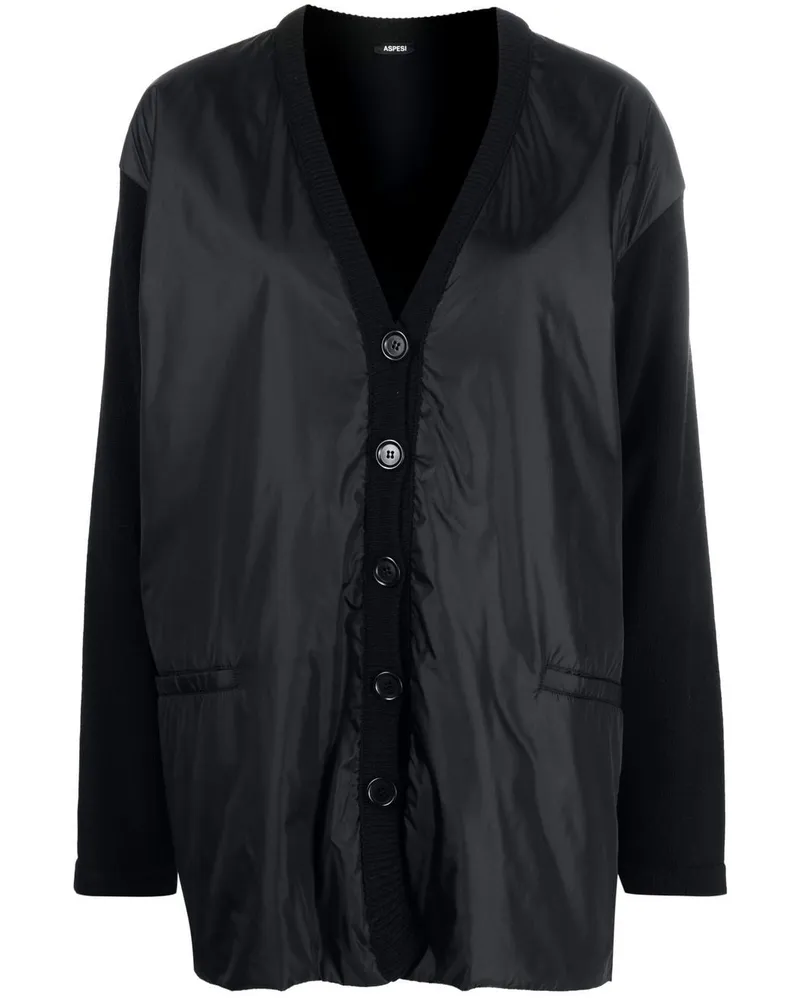 ASPESI Cardigan im Hybrid-Look - Schwarz Schwarz