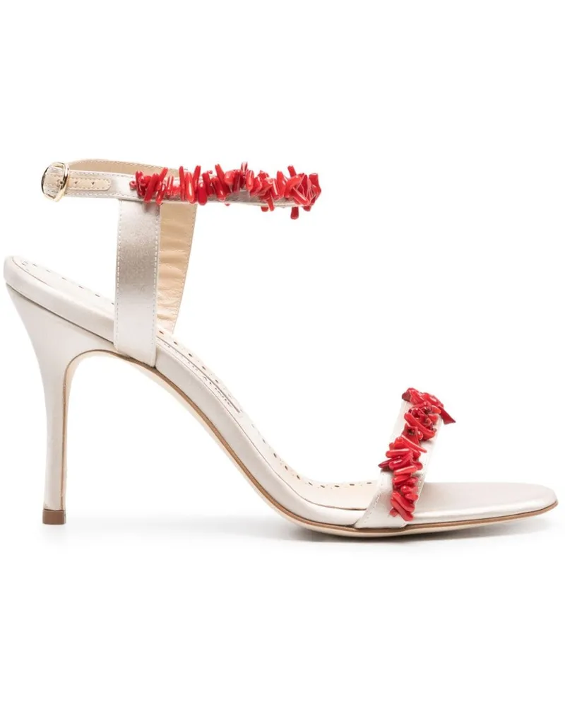 Manolo Blahnik Cienzan Satin-Sandalen 90mm - Nude Nude