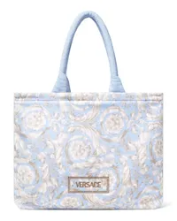 Versace Barocco Tote Bag aus Frottee Blau