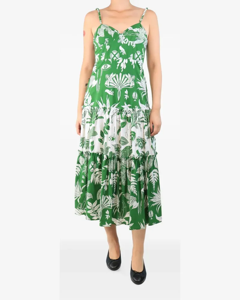 FARM Rio floral-print tiered midi dress - Grün Grün
