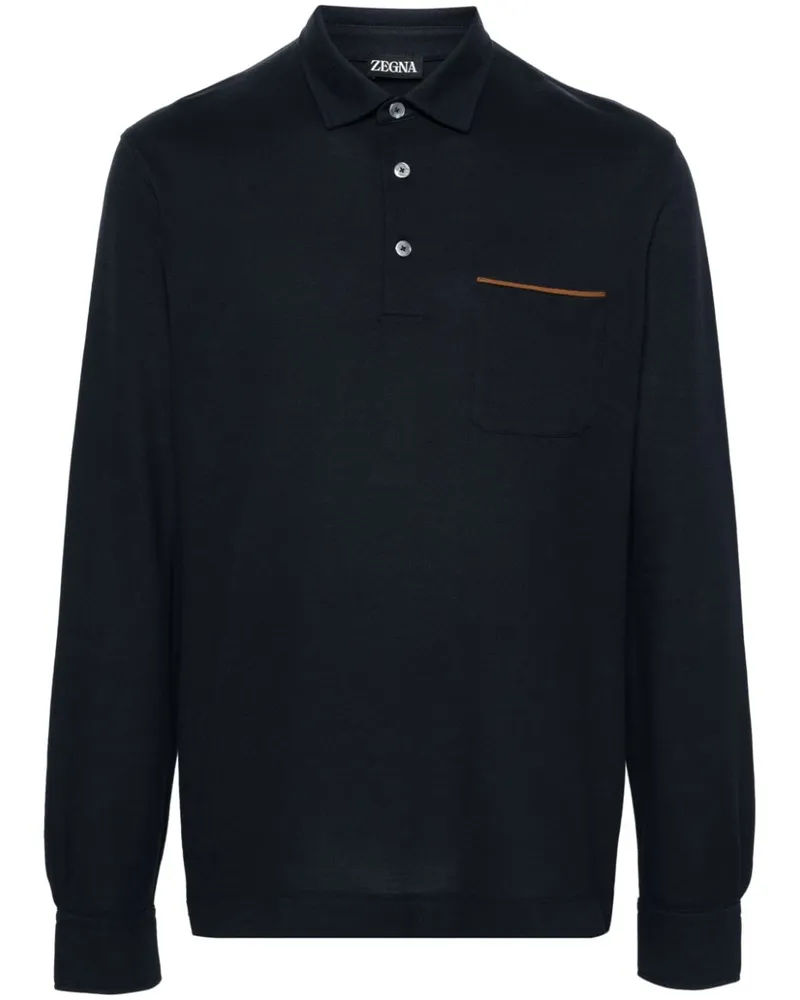 Ermenegildo Zegna Poloshirt aus Pikee - Blau Blau