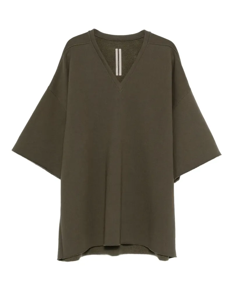 Rick Owens V Tommy T-Shirt mit ungesäumten Kanten - Grün Grün