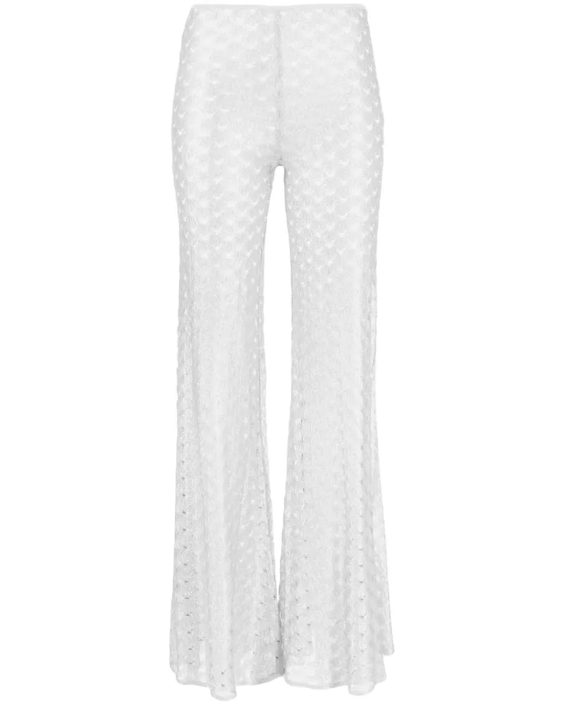 Missoni Schlaghose aus Mesh mit Zickzackmuster - Silber Silber