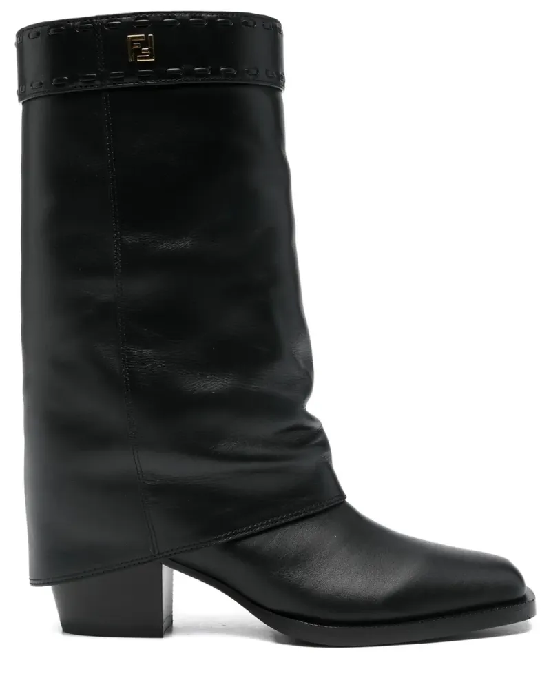Fendi Knöchelhohe Lederstiefel - Schwarz Schwarz
