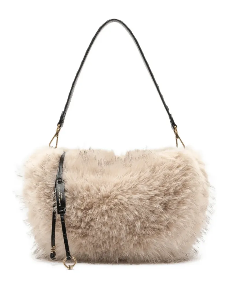 Gianni Chiarini small Cleo faux-fur shoulder bag - Nude Nude