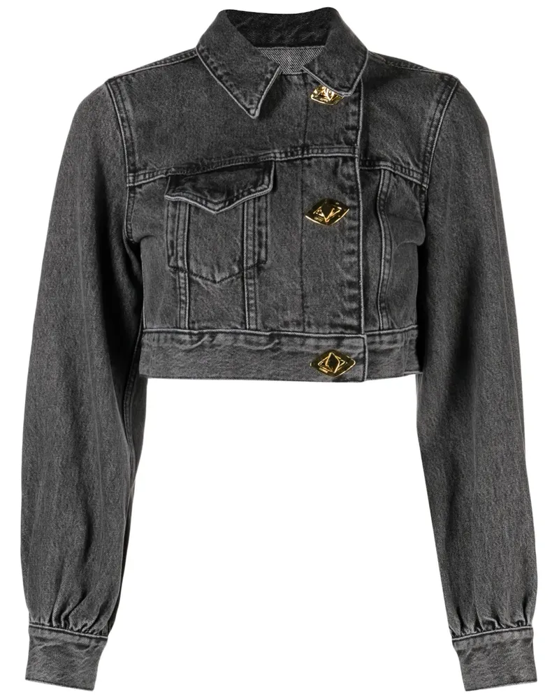 Ganni Geknöpfte Cropped-Jacke - Schwarz Schwarz