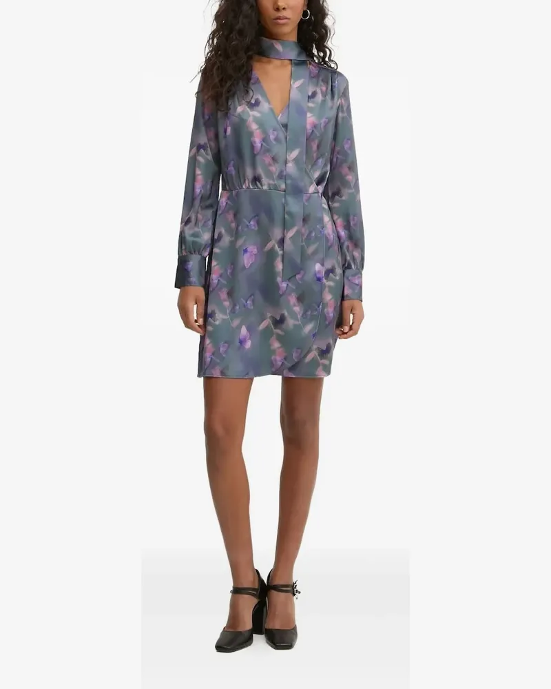 HUGO BOSS Midikleid mit Schmetterling-Print - Blau Blau