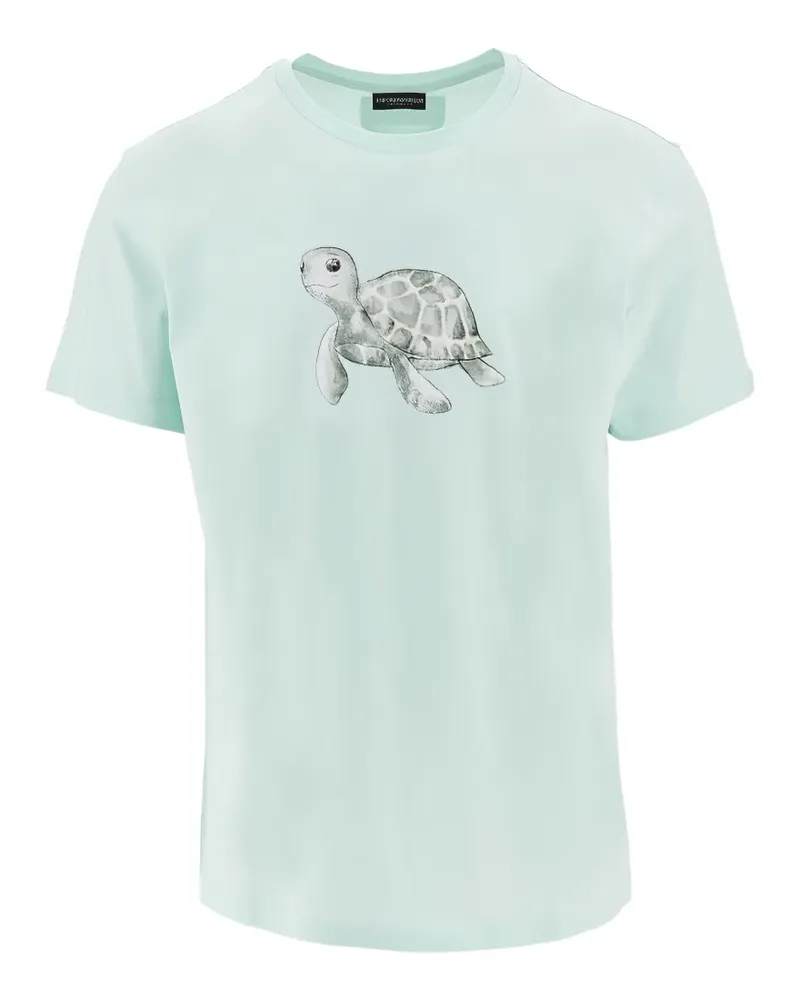 Emporio Armani T-Shirt mit Schildkröten-Print - Blau Blau