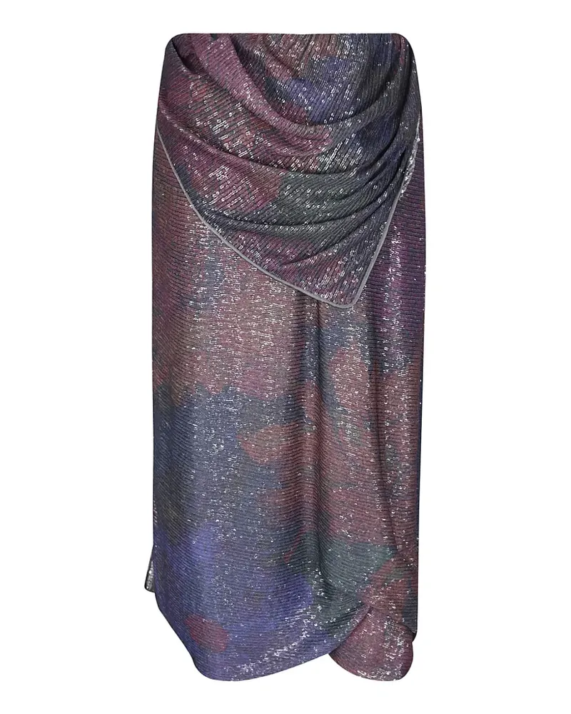 Maison Margiela printed paillettes draped maxi skirt - Violett Violett