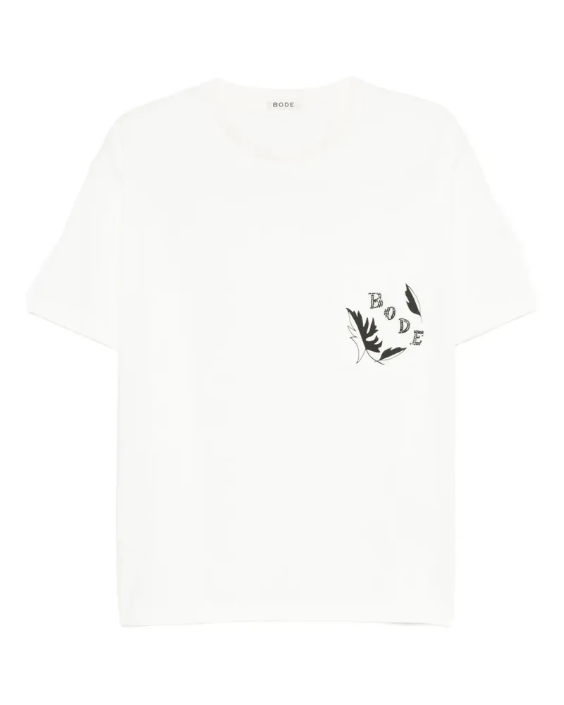 BODE T-Shirt mit perlenverzierter Tasche - Weiß Weiß