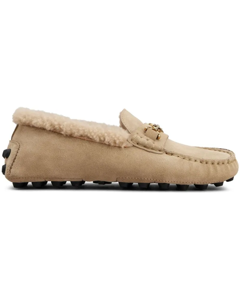 TOD'S Loafer aus Wildleder mit Logo-Schild - Nude Nude
