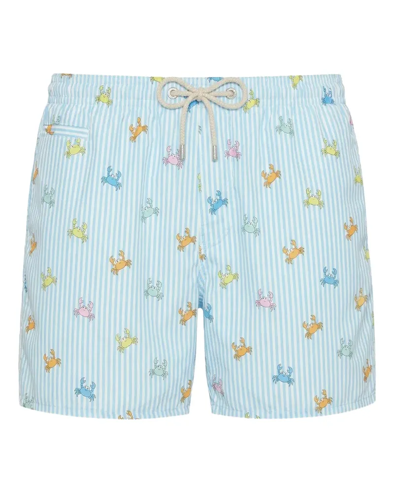 MC2 Saint Barth crab-print striped swim shorts - Blau Blau
