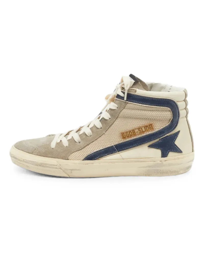 Golden Goose Slide distressed high-top sneakers - Nude Nude